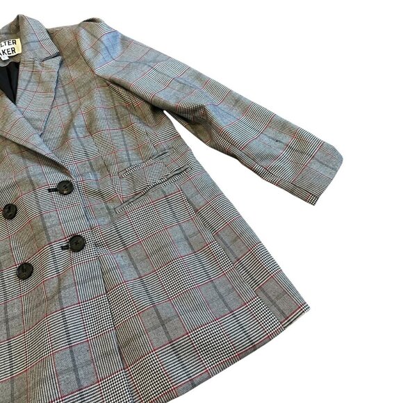 Walter Baker Plaid Long Length Oversized Blazer Jacket Black Button Size Large - Picture 5 of 12
